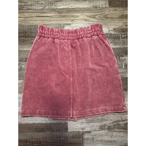 NWT Pink Corduroy Button-Front Mini Skirt Size Small - Picture 4 of 4